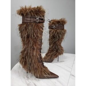 NEW SZ 9 Dolls Kill Generation Kiss FAUX FUR boots steampunk